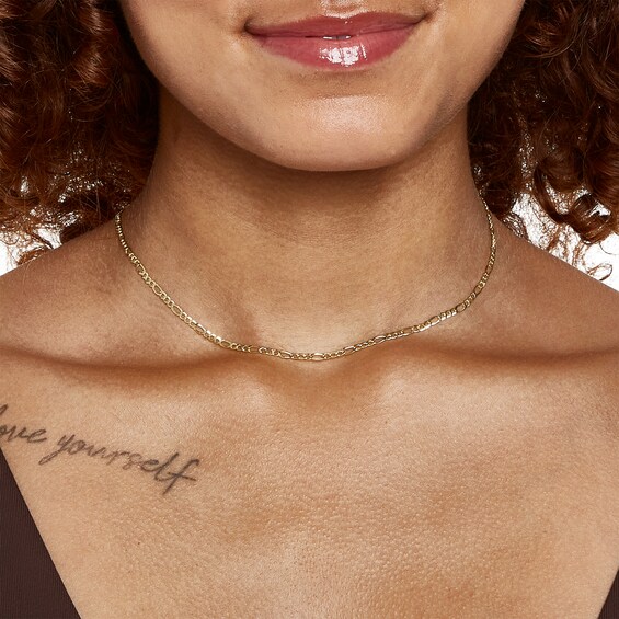 10K Hollow Gold Figaro Chain