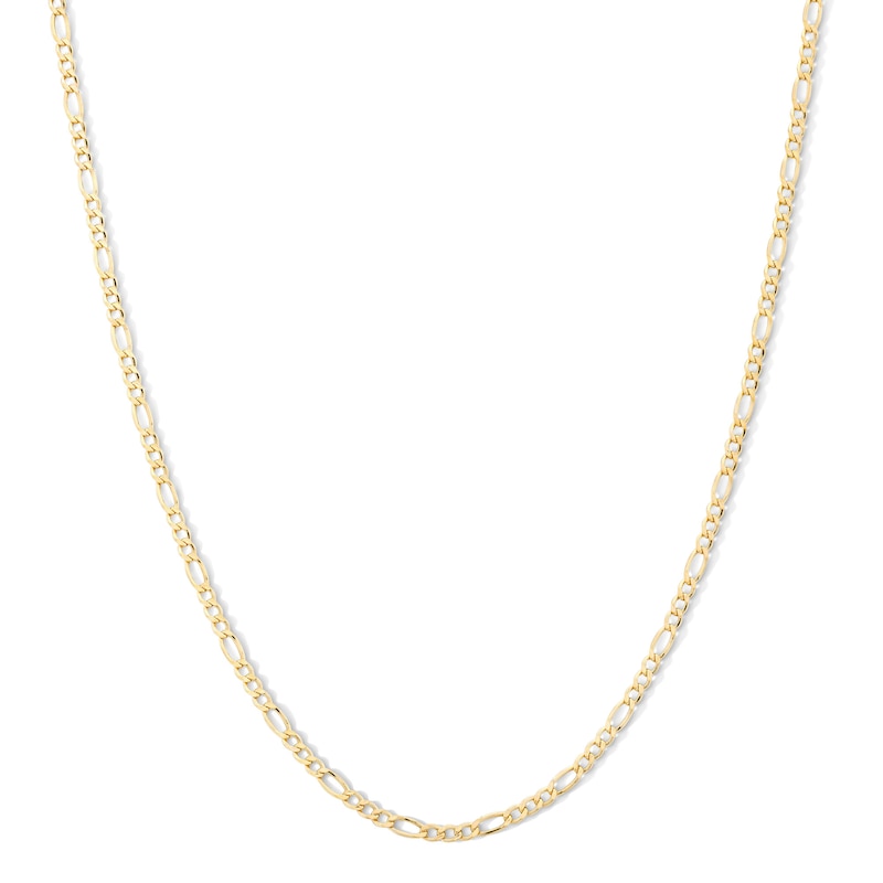 060 Gauge Figaro Chain Necklace in 10K Hollow Gold