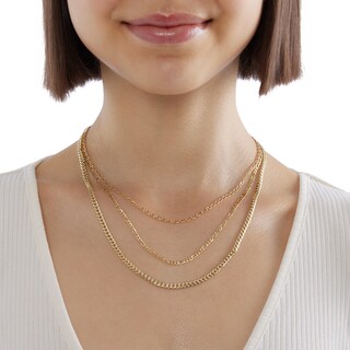 10K Hollow Gold Figaro Chain - 18"