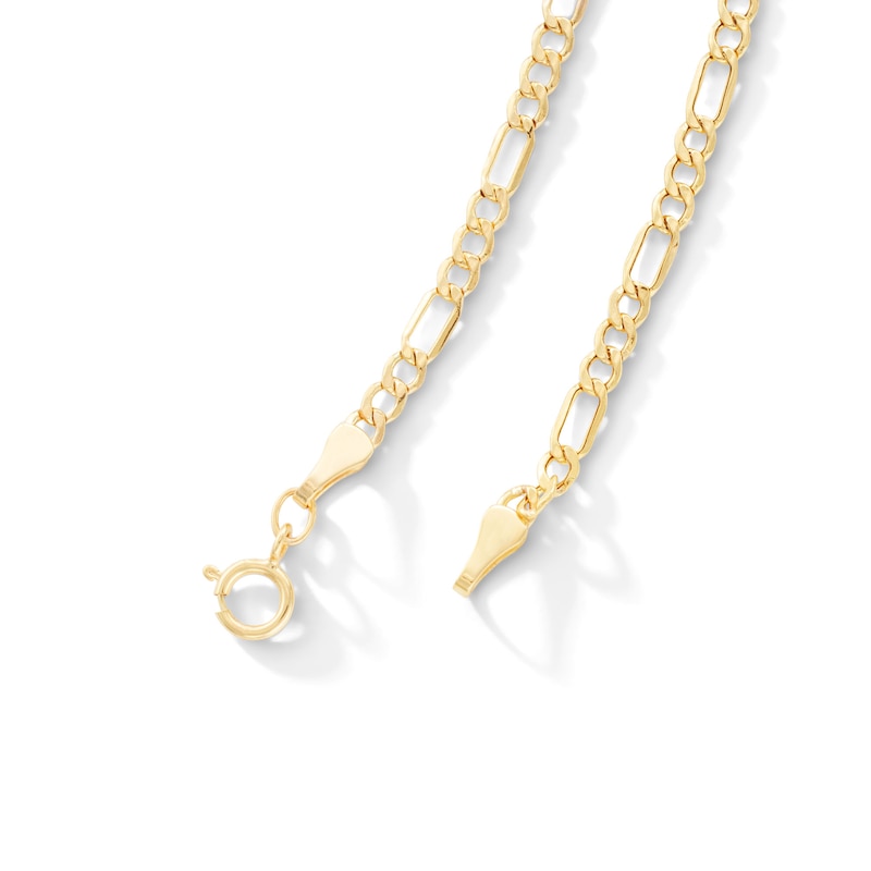 Main Image 4 of 10K Hollow Gold Figaro Chain - 20"