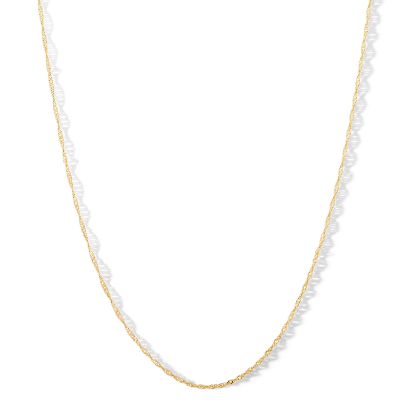 020 Gauge Solid Singapore Chain Necklace in 10K Solid Gold - 16"