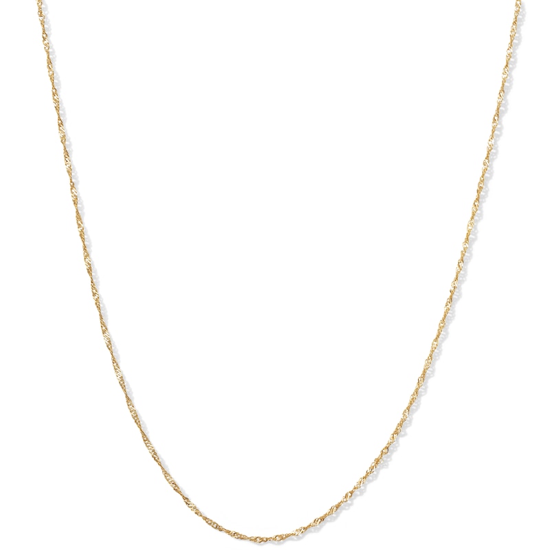 020 Gauge Solid Singapore Chain Necklace in 10K Solid Gold - 22"