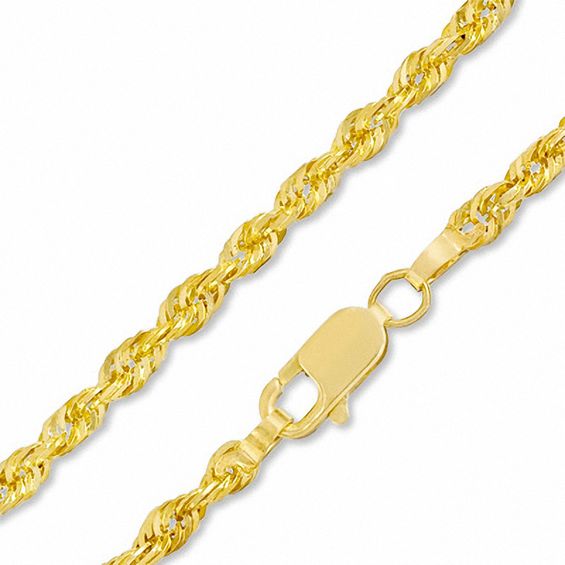 10K Gold 021 Gauge Light Dual Glitter Rope Chain Necklace