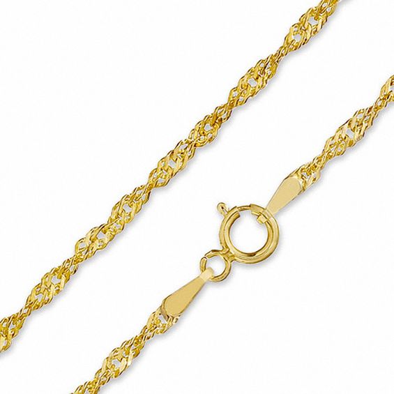 035 Gauge Hollow Singapore Chain Necklace in 10K Gold