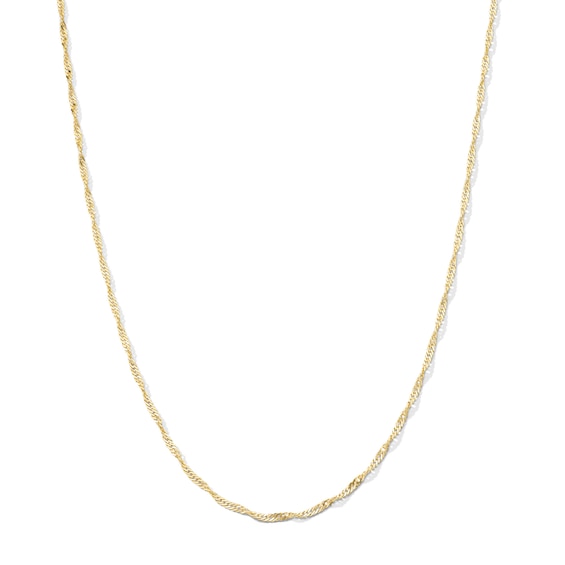 025 Gauge Hollow Singapore Chain Necklace in 10K Solid Gold - 18"