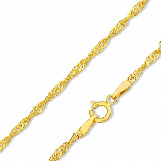 035 Gauge Hollow Singapore Chain Necklace in 10K Gold