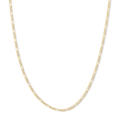 Child's 050 Gauge Hollow Figaro Chain Necklace in 10K Hollow Gold - 13"