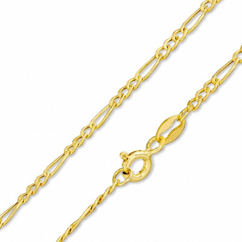 Child's 050 Gauge Hollow Figaro Chain Necklace in 10K Hollow Gold - 13"