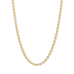 020 Gauge Rope Chain Necklace in 10K Hollow Yellow Gold - 20&quot;
