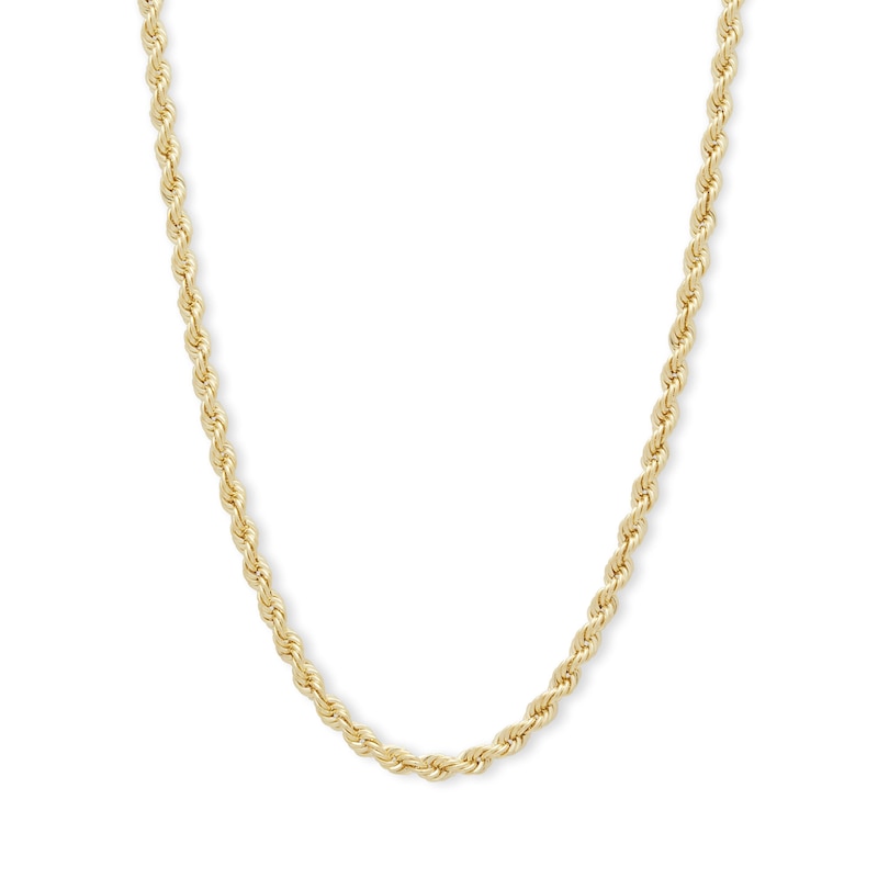 020 Gauge Rope Chain Necklace in 10K Hollow Yellow Gold - 20"