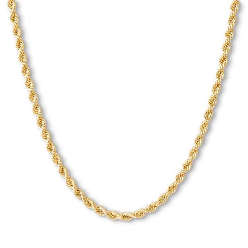 020 Gauge Hollow Rope Chain Necklace in 10K Hollow Yellow Gold - 22"