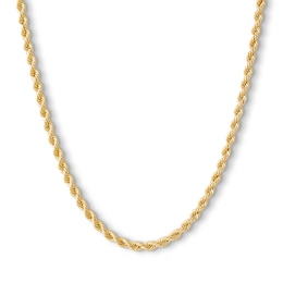 020 Gauge Hollow Rope Chain Necklace in 10K Hollow Yellow Gold - 24&quot;