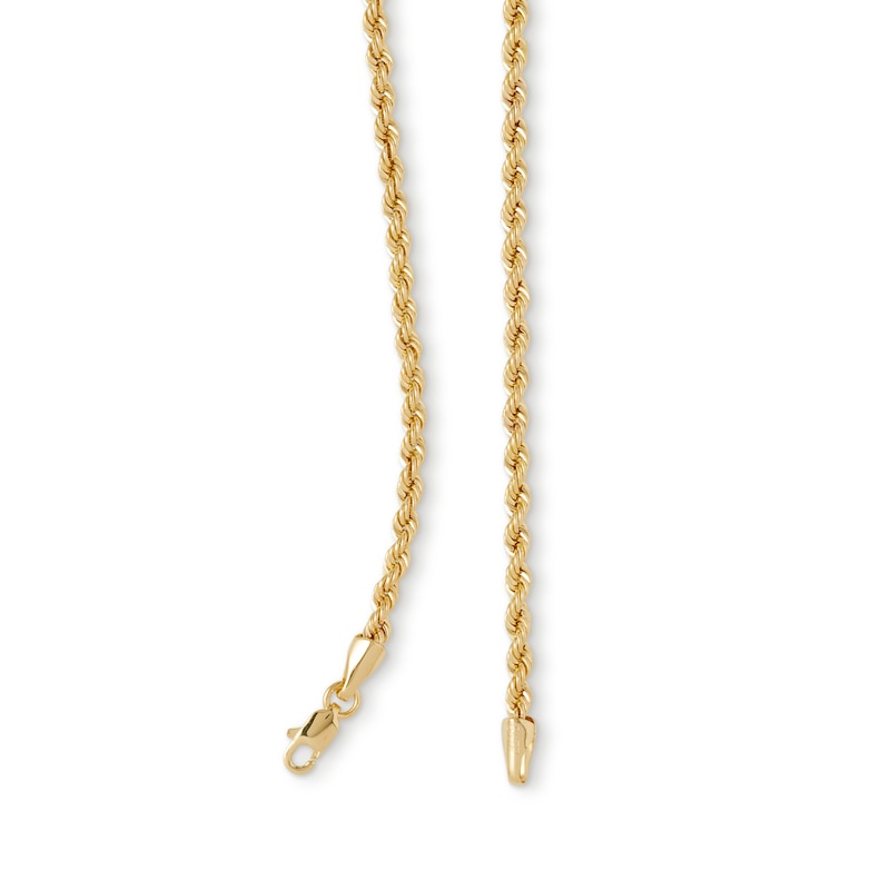 020 Gauge Hollow Rope Chain Necklace in 10K Hollow Yellow Gold - 24"