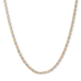 Made in Italy 040 Gauge Valentino Chain Necklace in 10K Tri-Tone Gold - 18&quot;
