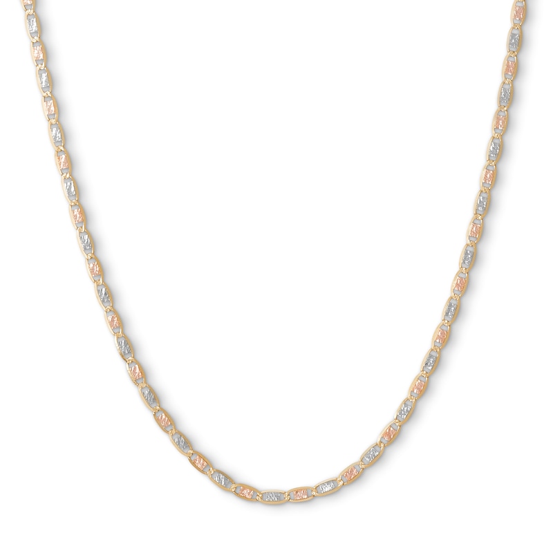 Made in Italy 040 Gauge Valentino Chain Necklace in 10K Tri-Tone Gold - 18"