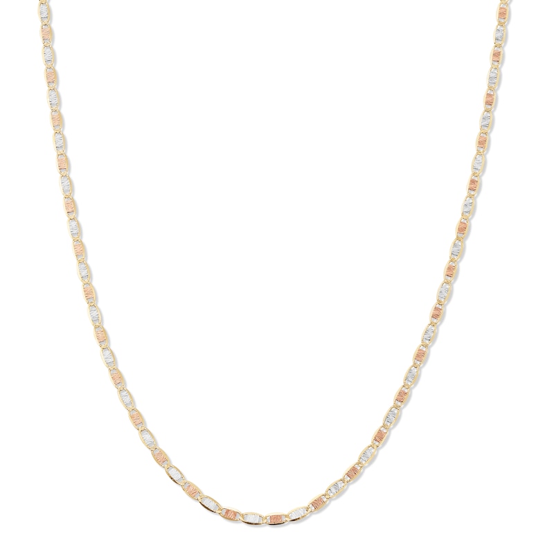 Made in Italy 040 Gauge Valentino Chain Necklace in 10K Tri-Tone Gold - 18"