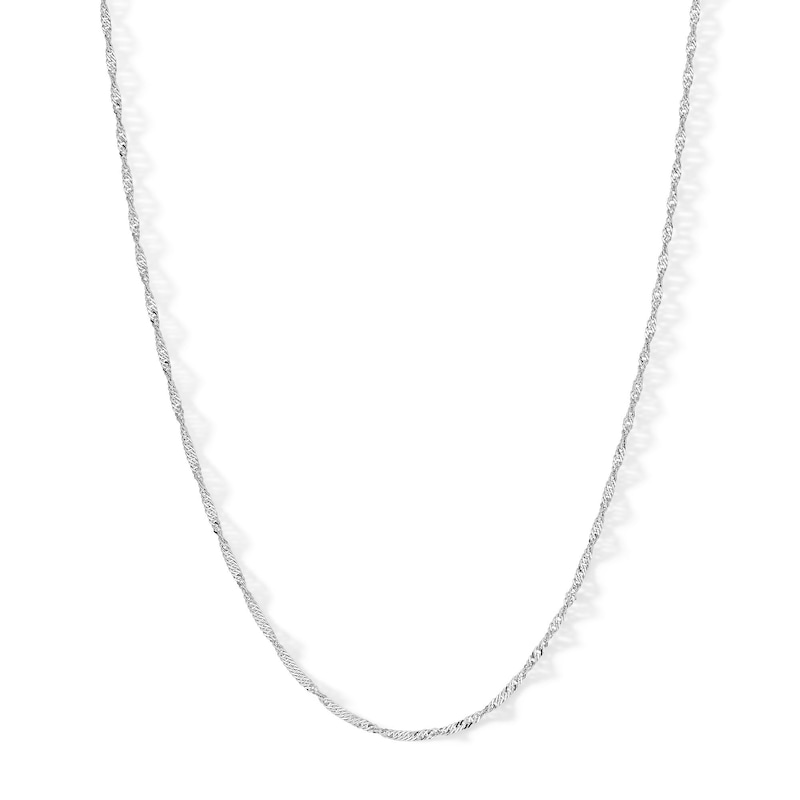 025 Gauge Singapore Chain Necklace in 10K Solid White Gold - 20"