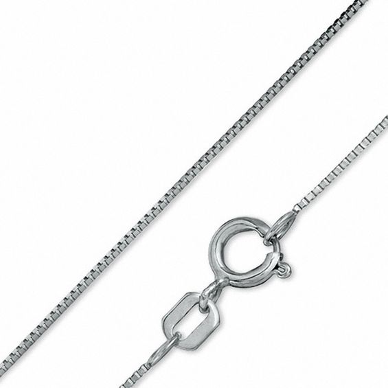 040 Gauge Box Chain Necklace in 10K Solid White Gold - 18"