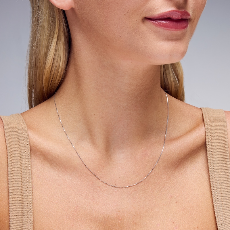 Main Image 2 of 10K Solid White Gold Box Chain - 18"
