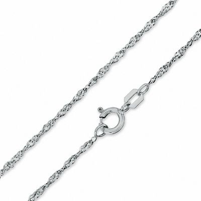 020 Gauge Singapore Chain Necklace in 10K Solid White Gold - 20"