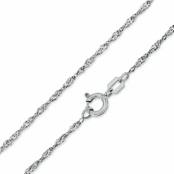 020 Gauge Singapore Chain Necklace in 10K Solid White Gold - 20"