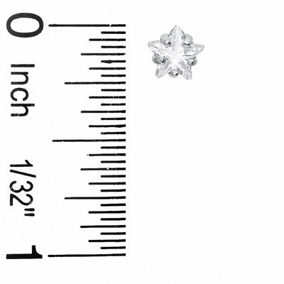 6mm Star-Shaped Cubic Zirconia Stud Earrings in Sterling Silver