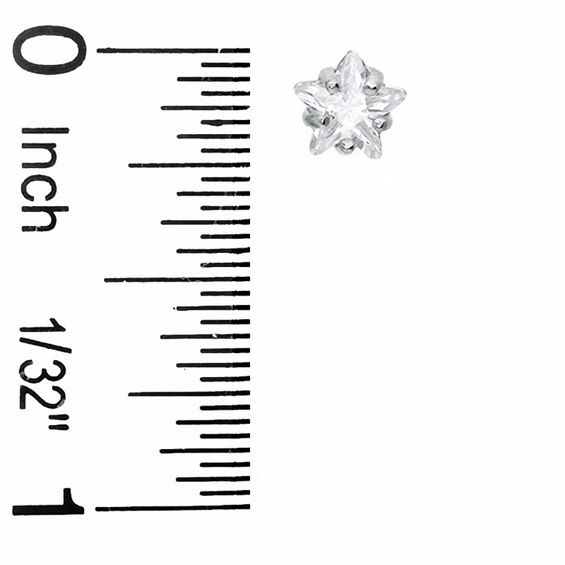 6mm Star-Shaped Cubic Zirconia Stud Earrings in Sterling Silver