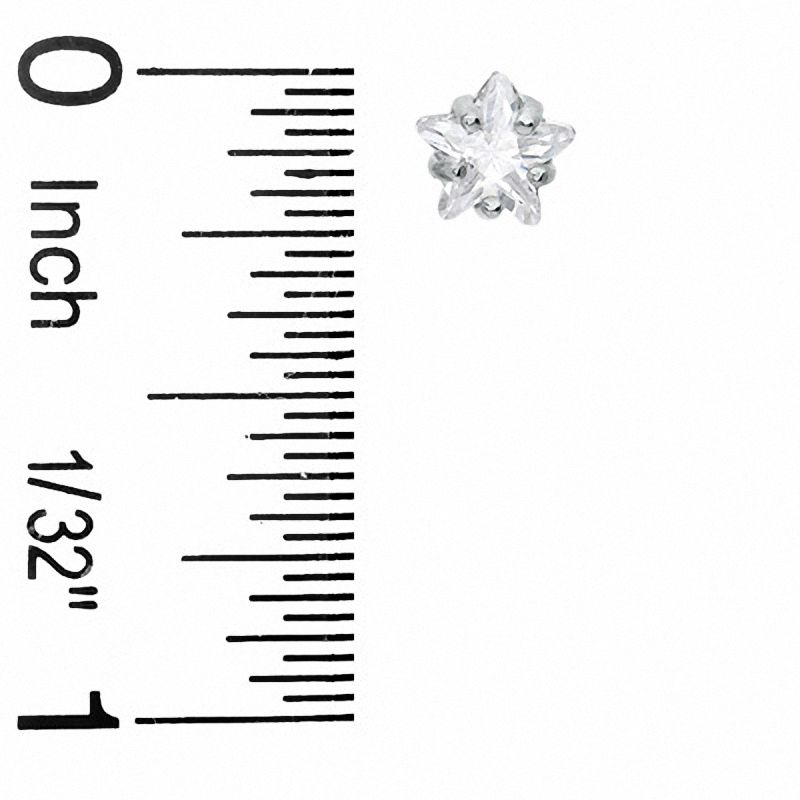 6mm Star-Shaped Cubic Zirconia Stud Earrings in Sterling Silver