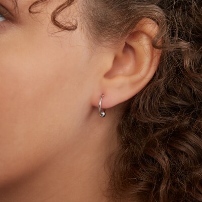 Sterling Silver Hoop with Ball Earrings