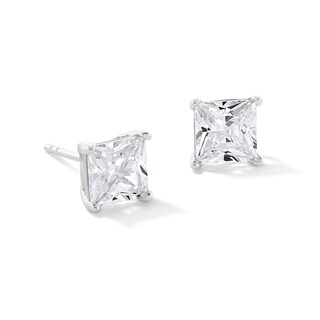 Vintage 5mm Clear CZ Stud Earrings 925 Sterling Silver Eg7c 