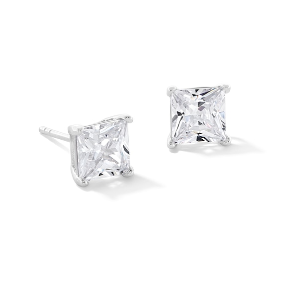 6mm Princess-Cut Cubic Zirconia Stud Earrings in Sterling Silver