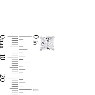 Solid Sterling Silver 6mm Princess-Cut CZ Solitaire Studs