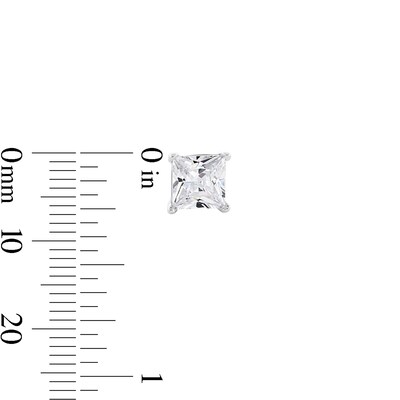 Solid Sterling Silver 6mm Princess-Cut CZ Solitaire Studs