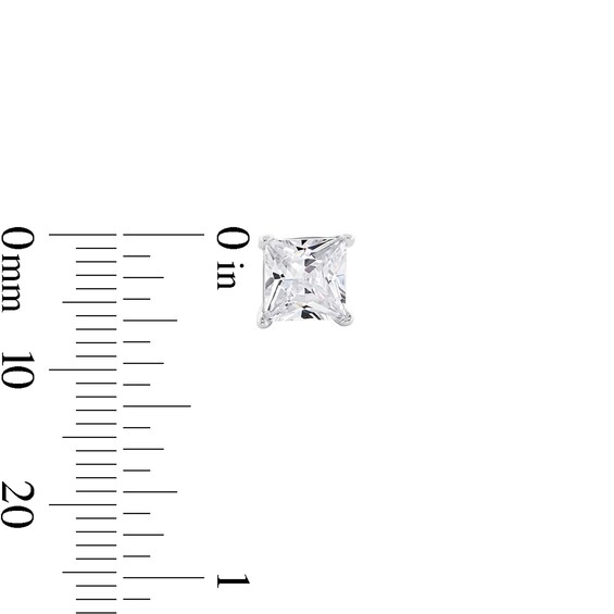 Solid Sterling Silver 6mm Princess-Cut CZ Solitaire Studs
