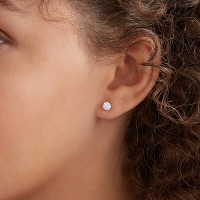 Solid Sterling Silver 5mm CZ Solitaire Studs
