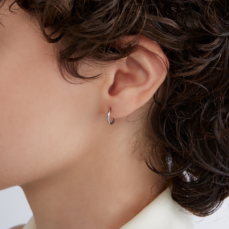 Main Image 3 of Sterling Silver Continuous Tube Hoop Earrings