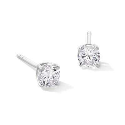 Solid Sterling Silver 4mm CZ Solitaire Studs