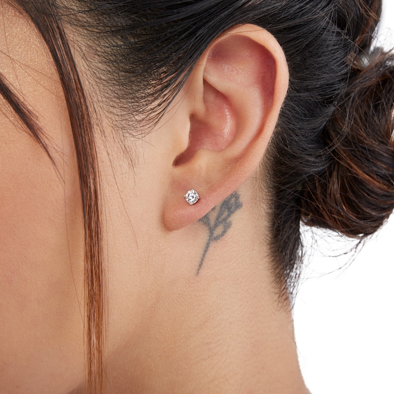 Choice of Color Sterling Silver 4mm Beaded CZ Stud or Post Earrings 