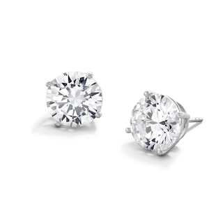 Solid Sterling Silver 10mm CZ Solitaire Studs