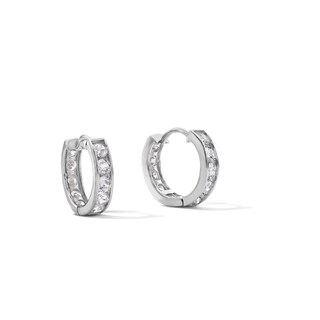 Solid Sterling Silver CZ Channel Huggies