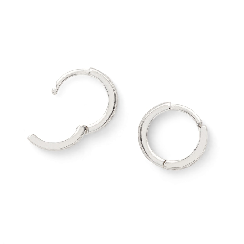 Round Cubic Zirconia Huggie Earrings in Sterling Silver