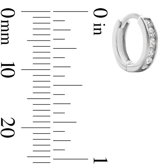 Solid Sterling Silver CZ Channel Huggies