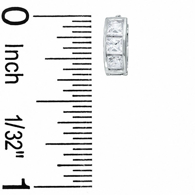 Main Image 2 of Princess-Cut Cubic Zirconia Huggie Earrings in Sterling Silver