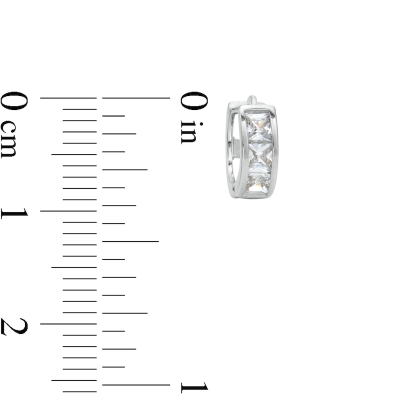 Main Image 3 of Princess-Cut Cubic Zirconia Huggie Earrings in Sterling Silver