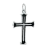 Black Enamel Cross Charm in Sterling Silver