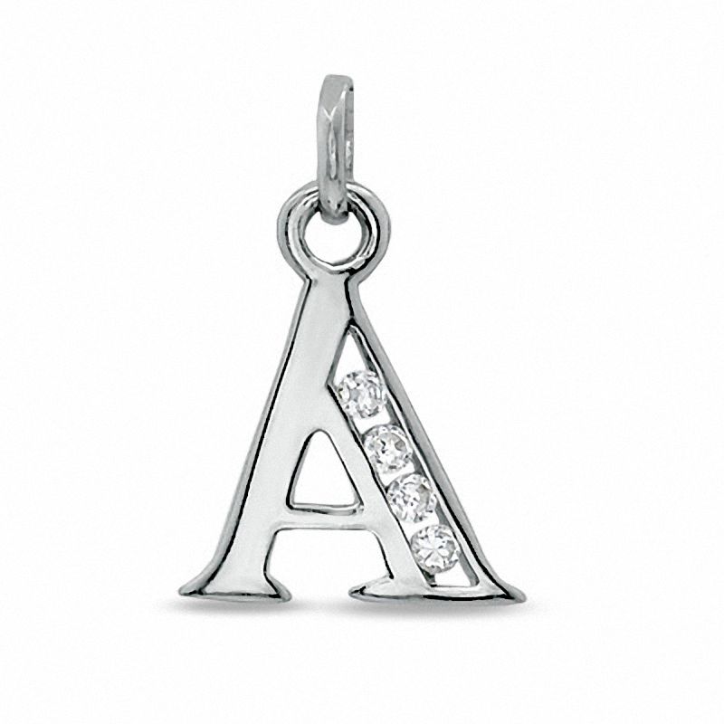 Cubic Zirconia Small Initial "A" Charm in Sterling Silver