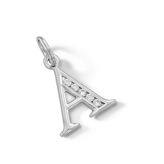 Cubic Zirconia Small Initial "A" Charm in Sterling Silver