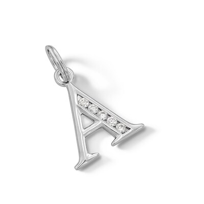 Cubic Zirconia Small Initial "A" Charm in Sterling Silver