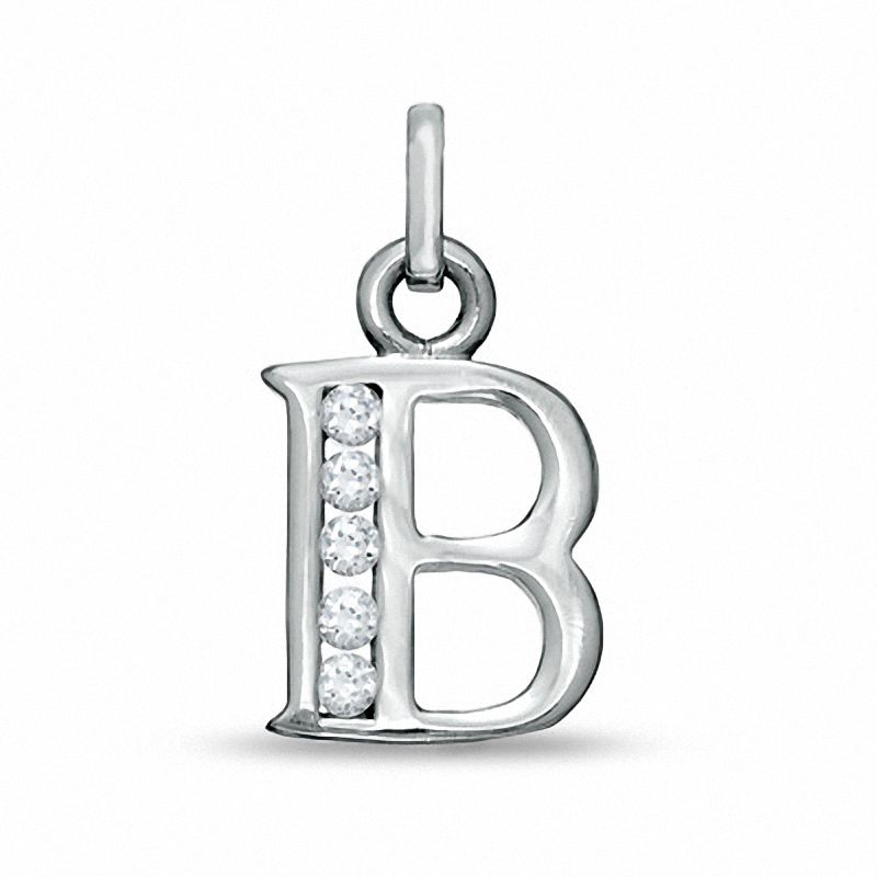 Cubic Zirconia Small Initial "B" Charm in Sterling Silver