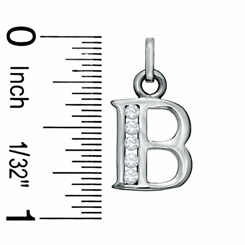 Main Image 2 of Cubic Zirconia Small Initial "B" Charm in Sterling Silver
